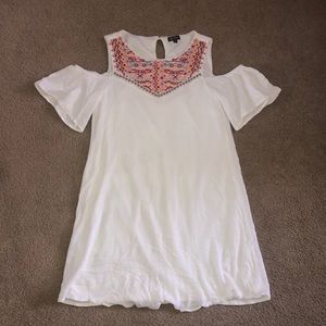 White cold shoulder dress